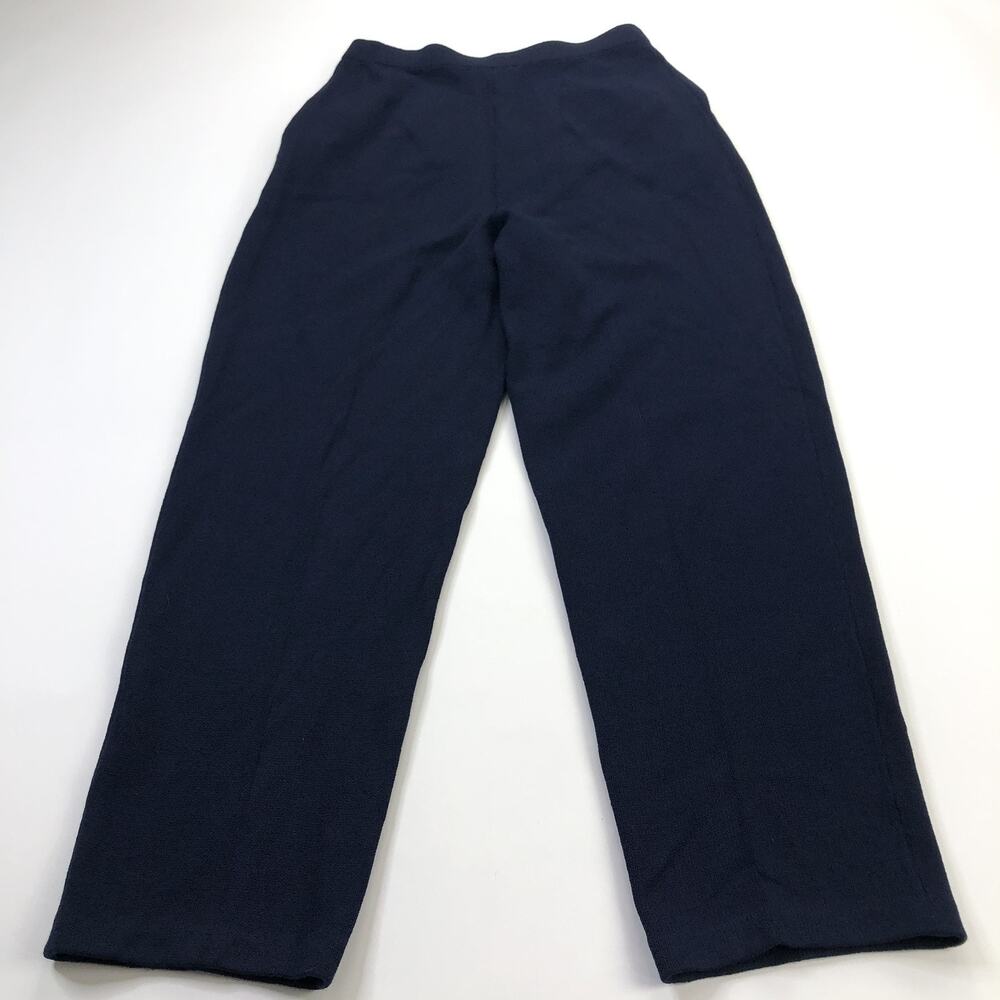 St. John Basics Santana Knit 10 (Fit 30W 27L) Wool Rayon High Rise Pants Blue